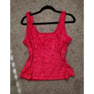 VTG Victoria Secret Cami Tank Top RED Crushed Velvet Fairy Vampy Goth Sz Large